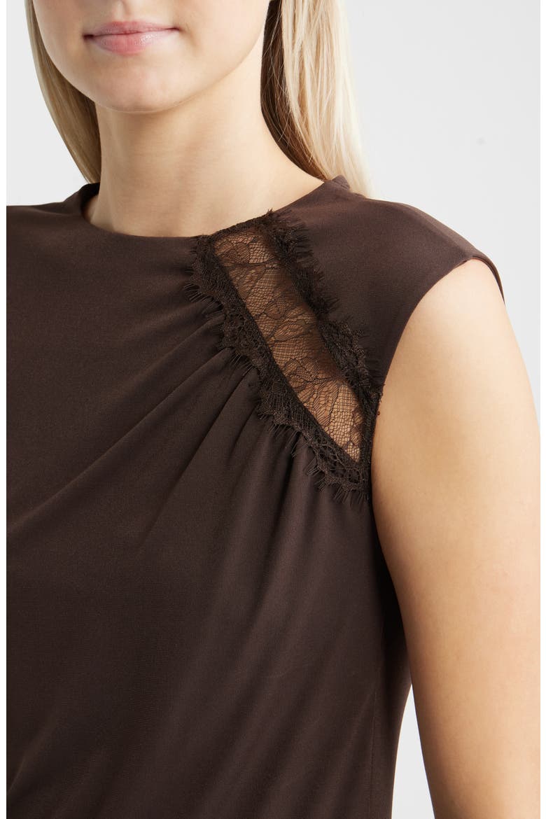 Cindy Lace Panel Ruched Top, Alternate, color, BROWN