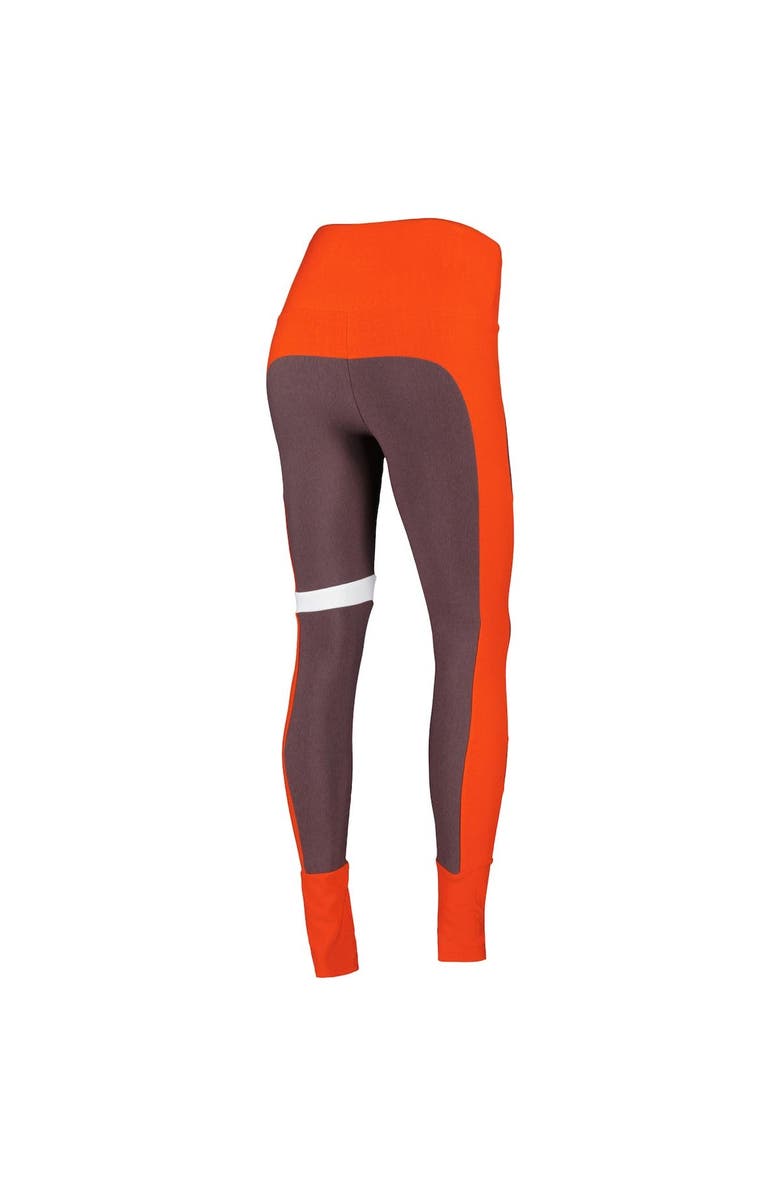 KIYA TOMLIN Women's KIYA TOMLIN Brown/Orange Cleveland Browns Colorblock Tri-Blend Leggings, Alternate, color, 