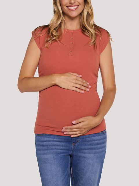 Ruched Henley Muscle Tee