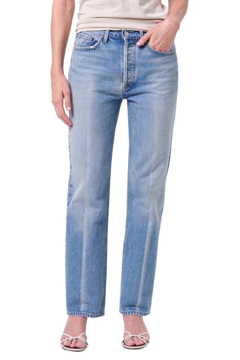 Lana High Waist Straight Leg Jeans, Main, color, BRINK MED INDIGO