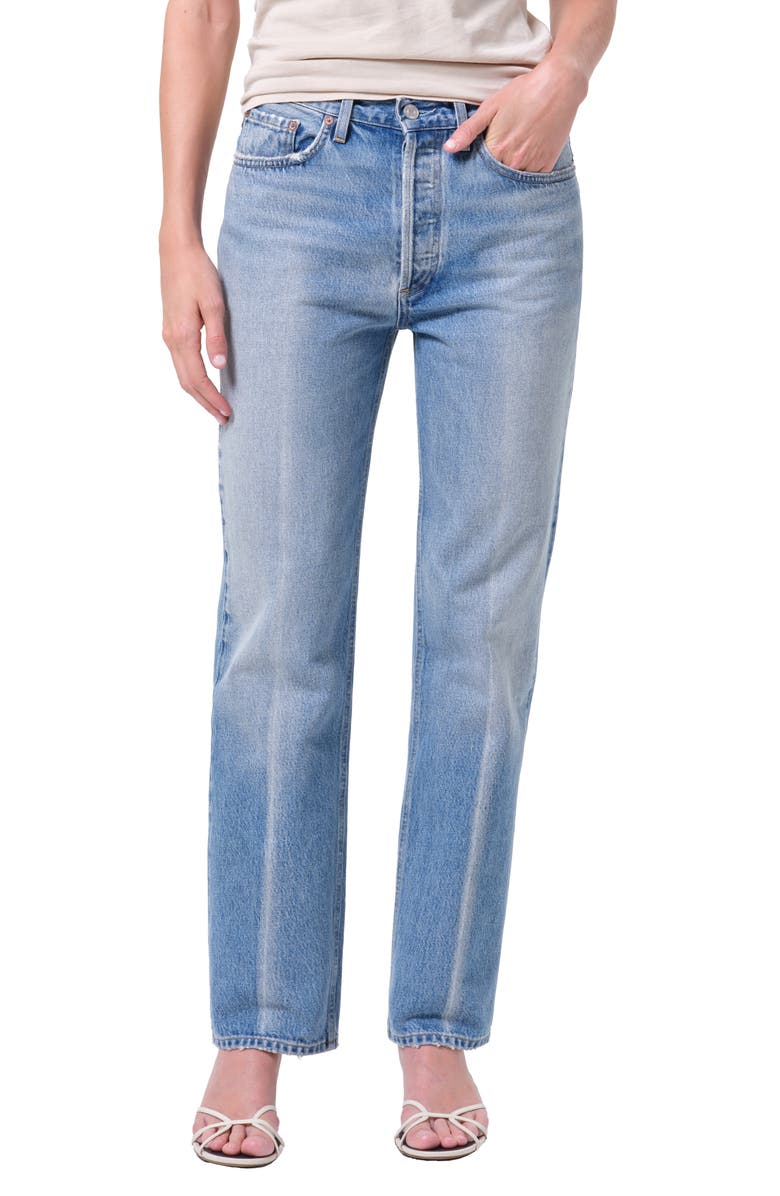 AGOLDE Lana High Waist Straight Leg Jeans, Main, color, Brink Med Indigo