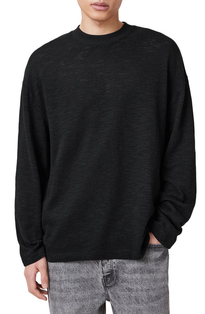 AllSaints Foster Long Sleeve Cotton Crewneck T-Shirt, Main, color, 