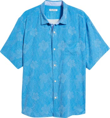 トップス  Bahama silk100% open collar shirts Tommy Bahama Hibiscus Jungle Short Sleeve Silk Jacquard