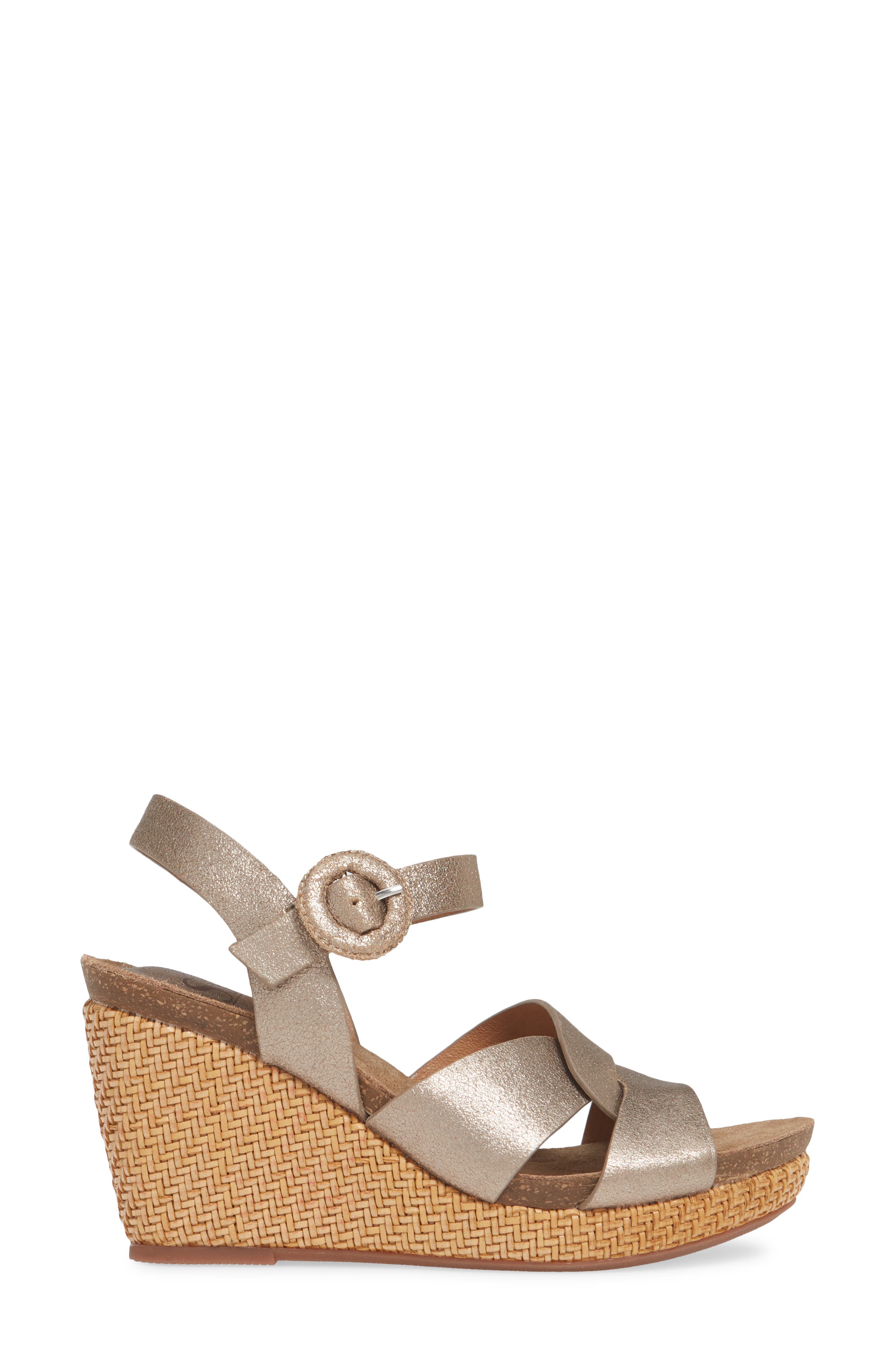 Casidy Wedge Sandal, Alternate, color, GOLD LEATHER