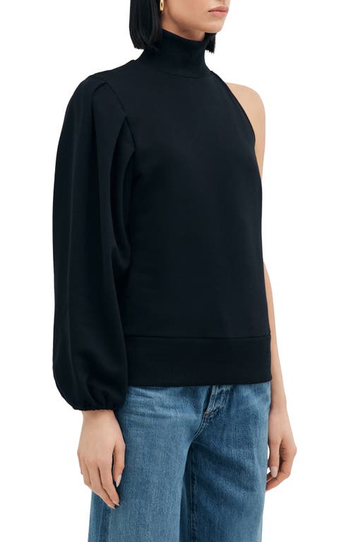 Two Lines By Marcella Glasgow Turtleneck One-shoulder Top In Black
