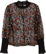 Endless Rose Embroidered Mesh Top