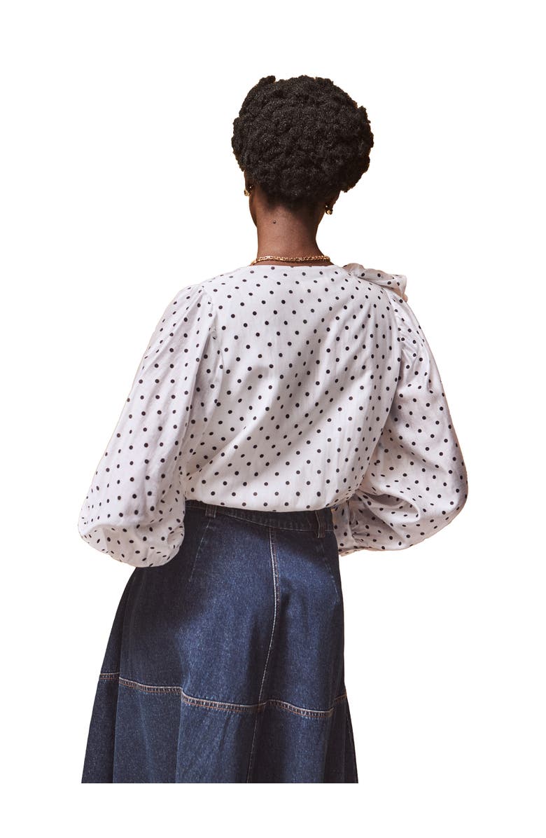 Ro&Zo Mini Spot Frill Detail Bodysuit, Alternate, color, White