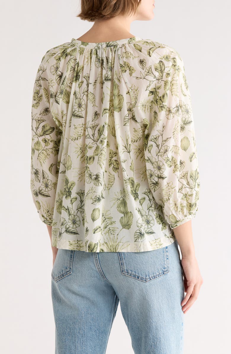 ELIE ELIE TAHARI Three-Quarter Sleeve Top, Alternate, color, Ivory/ Green Botanical