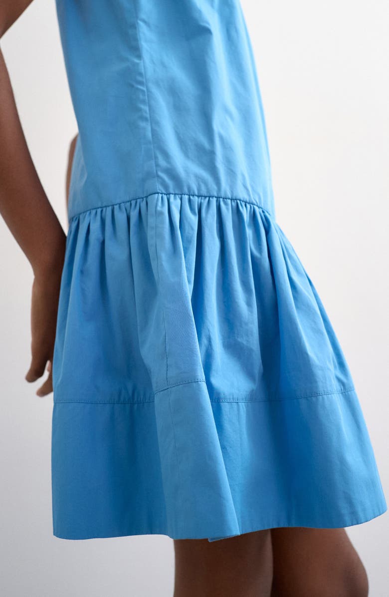 Topshop Square Neck Cotton Poplin Dress, Alternate, color, Mblue