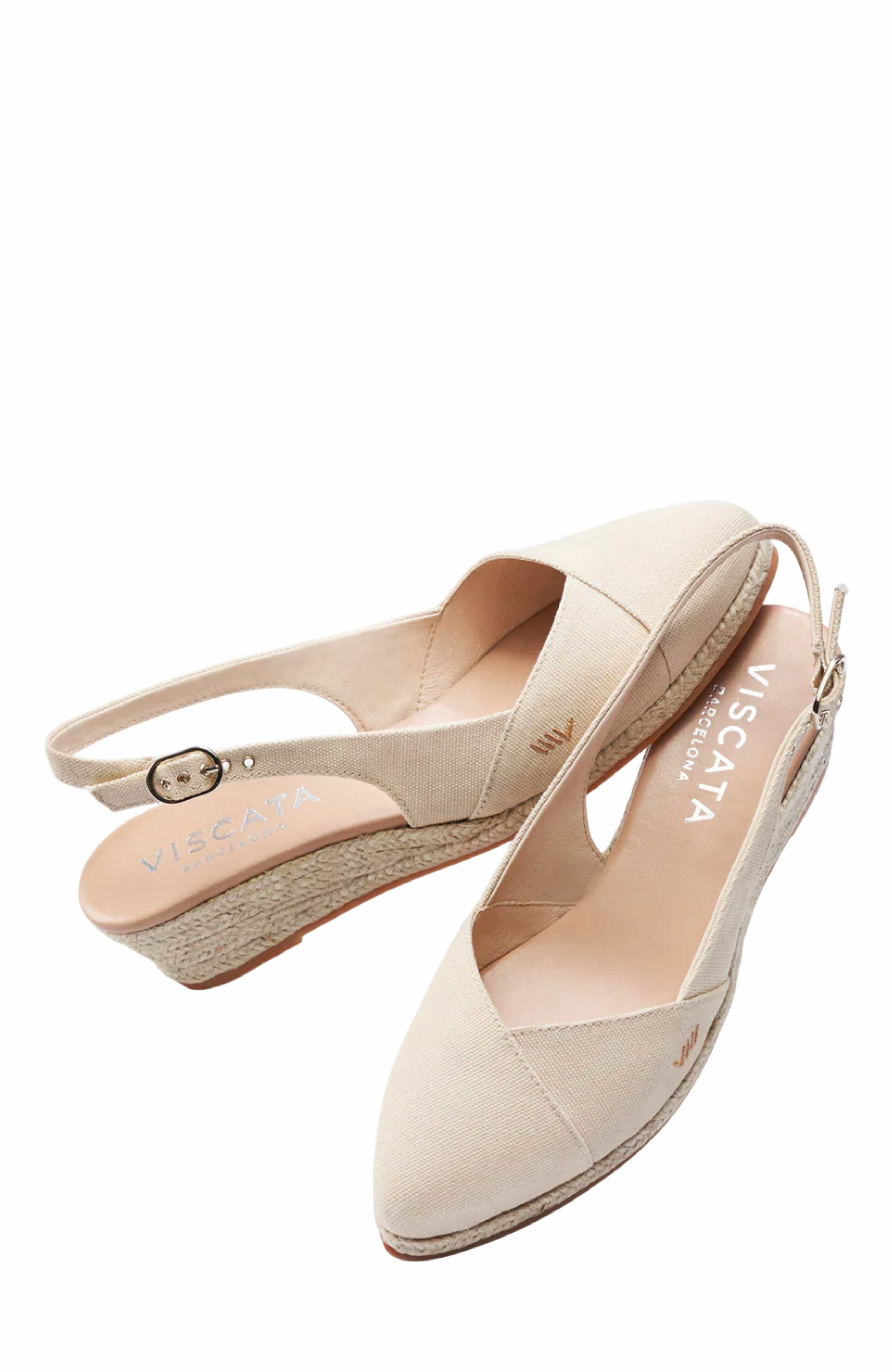 VISCATA Premia Canvas Espadrille Wedges, Alternate, color, Beige