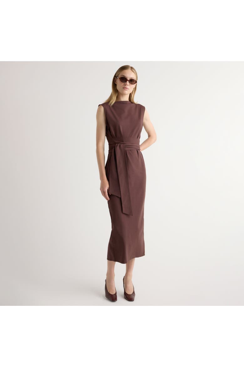 Edina Tie-Front Slit-Neck Dress, Main, color, Mulberry