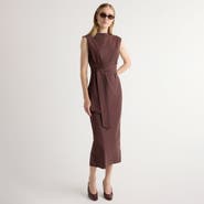 Modern Citizen Edina Tie-Front Slit-Neck Dress
