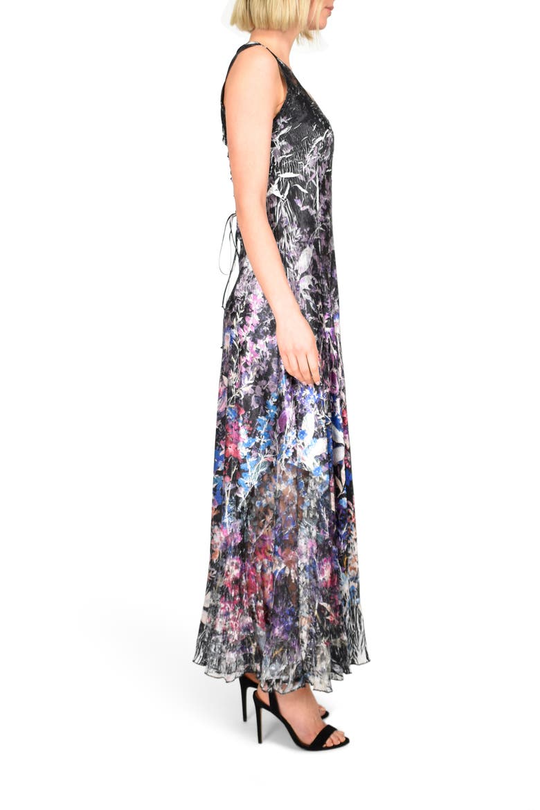 Lace-Up Back Charmeuse Gown, Alternate, color, MONARCH GARDEN