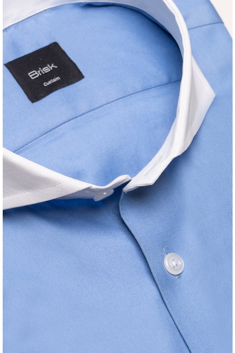 Pima Cotton Twill Extreme Cutaway Collar French Cuff Dress Shirt, Alternate, color, Mid Blue
