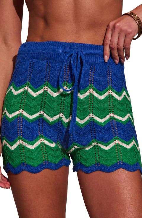 Harbor Glow Chevron Pointelle Knit Shorts