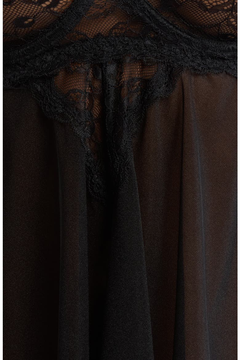 Lace Underwire Babydoll Chemise & G-String Set, Alternate, color, BLACK