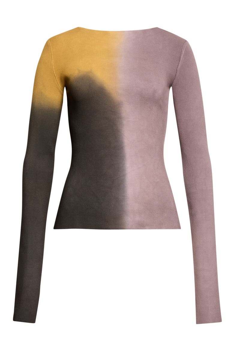 Bateau Neck Long Sleeve Top, Main, color, BLACK/ GRAPE/ DIRTY YELLOW