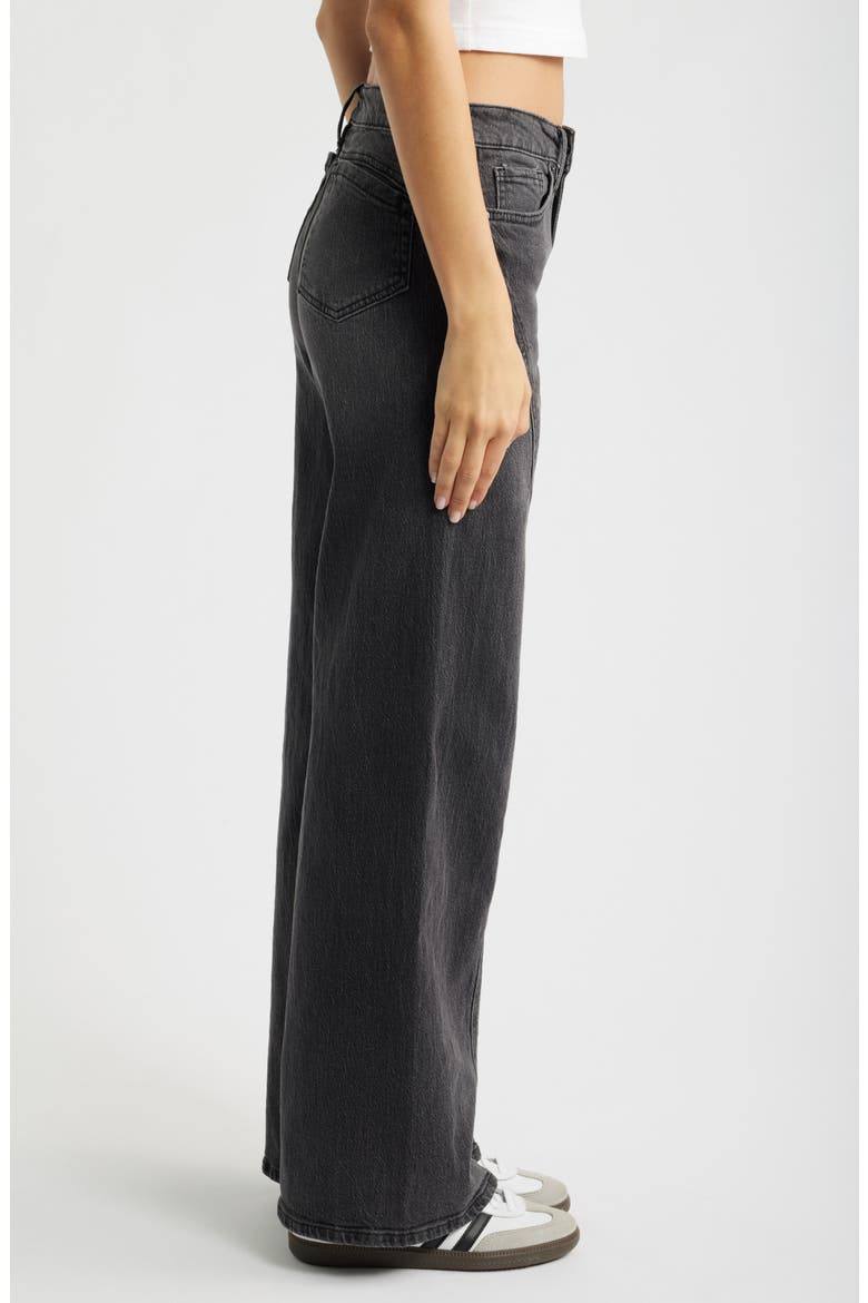 Bella Seam Detail Wide Leg Jeans, Alternate, color, WASHED BLACK