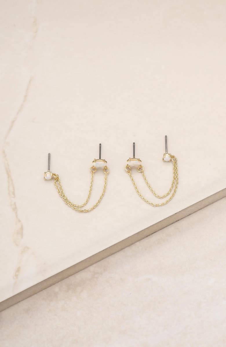Ettika Double Piercing Chain Drop Earrings, Alternate, color,