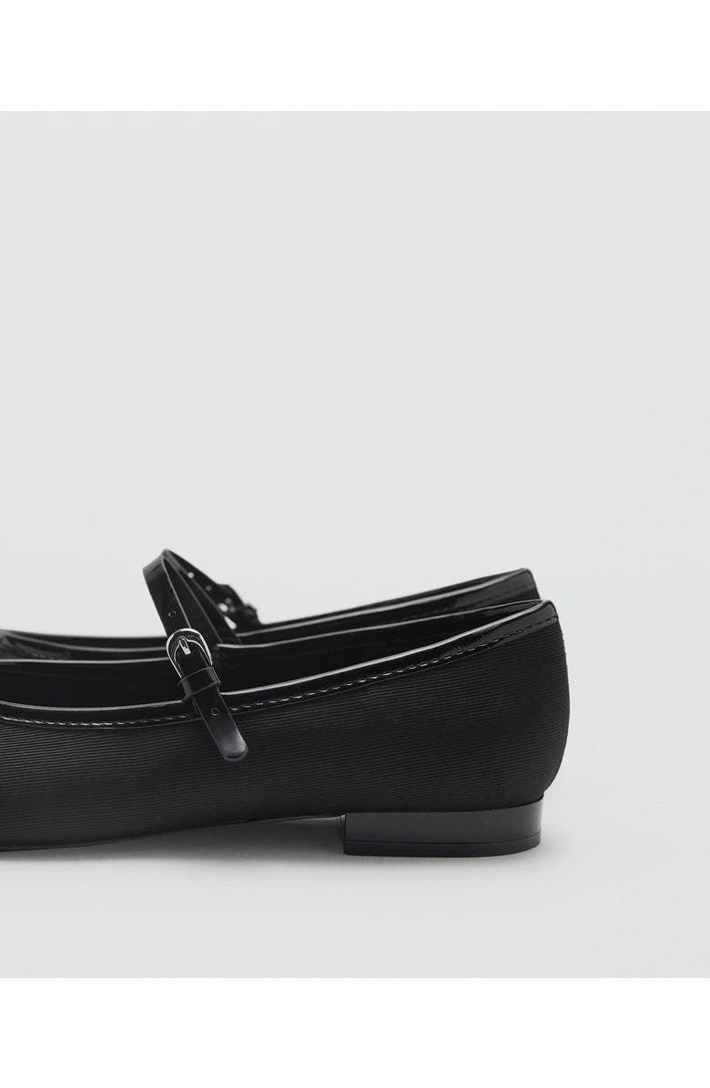 MANGO Buckle Strap Corduroy Ballerina Flat, Alternate, color, Black