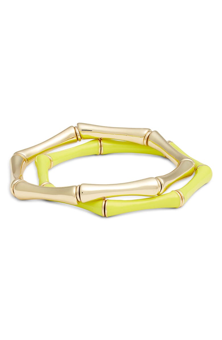 Nordstrom Set of 2 Bamboo Link Stretch Bracelets, Main, color, Citrine- Gold