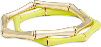 Set of 2 Bamboo Link Stretch Bracelets
