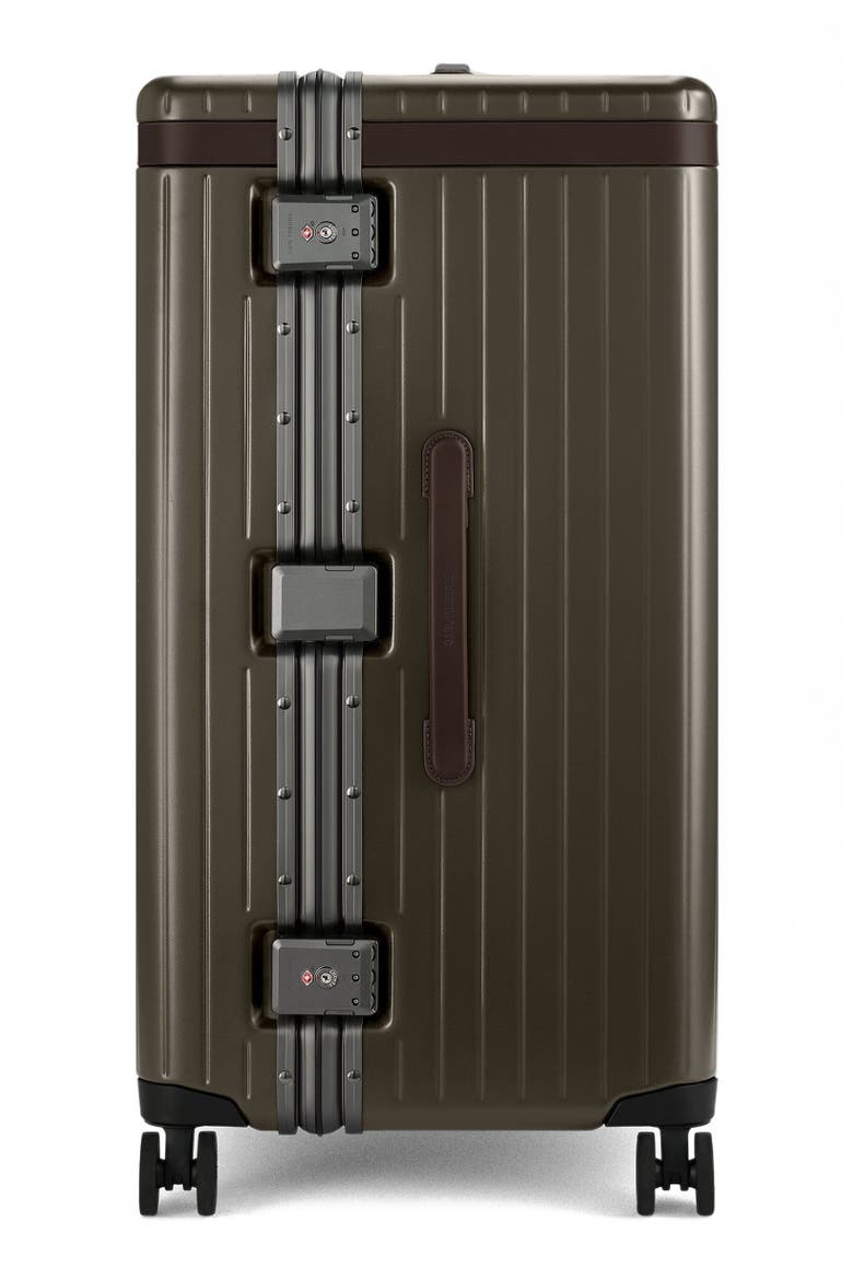 The Trunk Suitcase, Alternate, color, Dark Olive / Chocolate