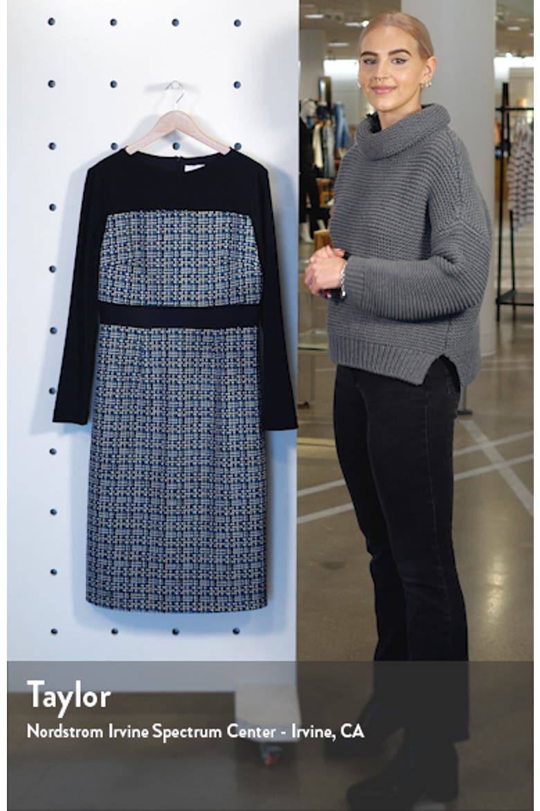 Danopus Long Sleeve Tweed Sheath Dress video