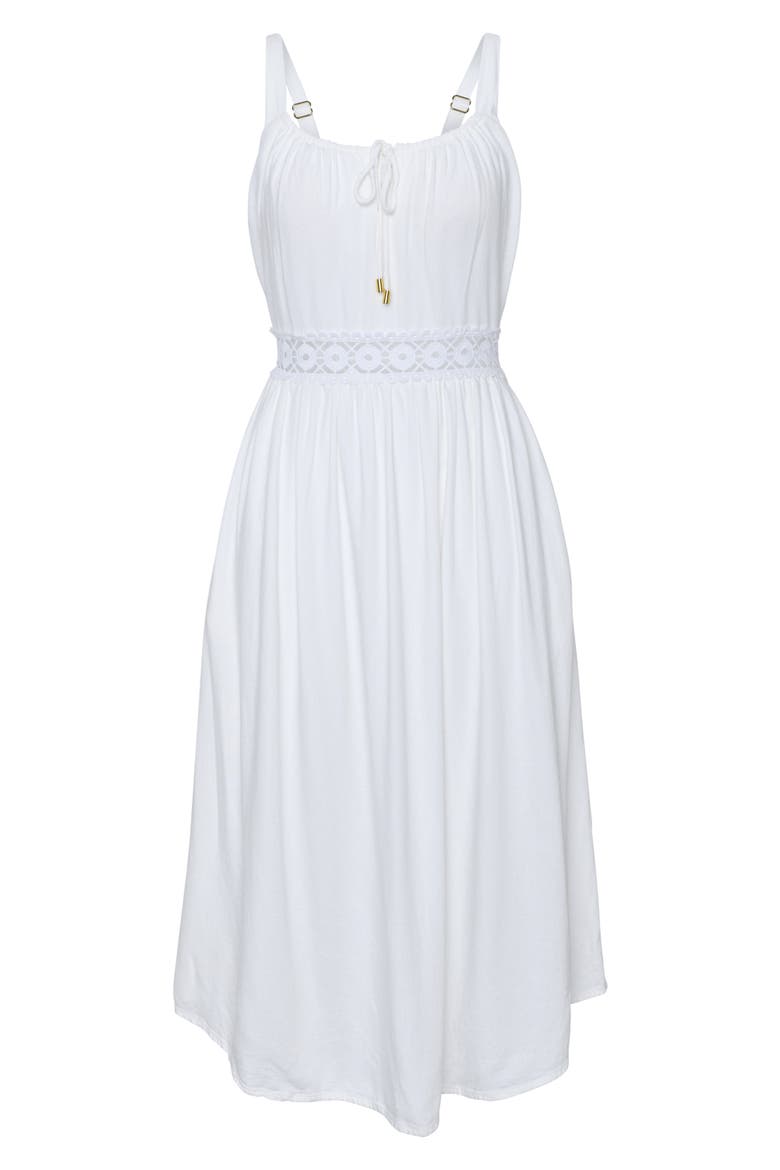 Lake Side Tie Neck Midi Cover-Up Dress, Alternate, color, WHITE