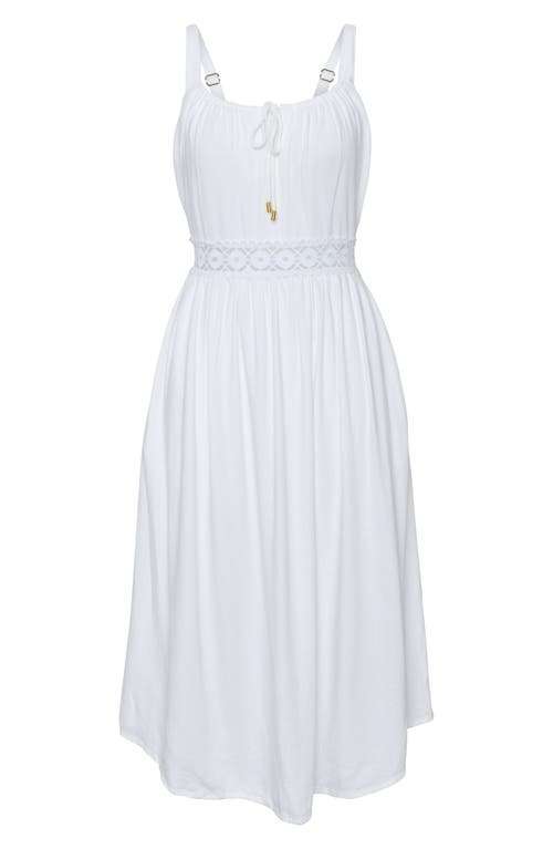 La Blanca Lake Side Tie Neck Midi Cover-up Dress In White