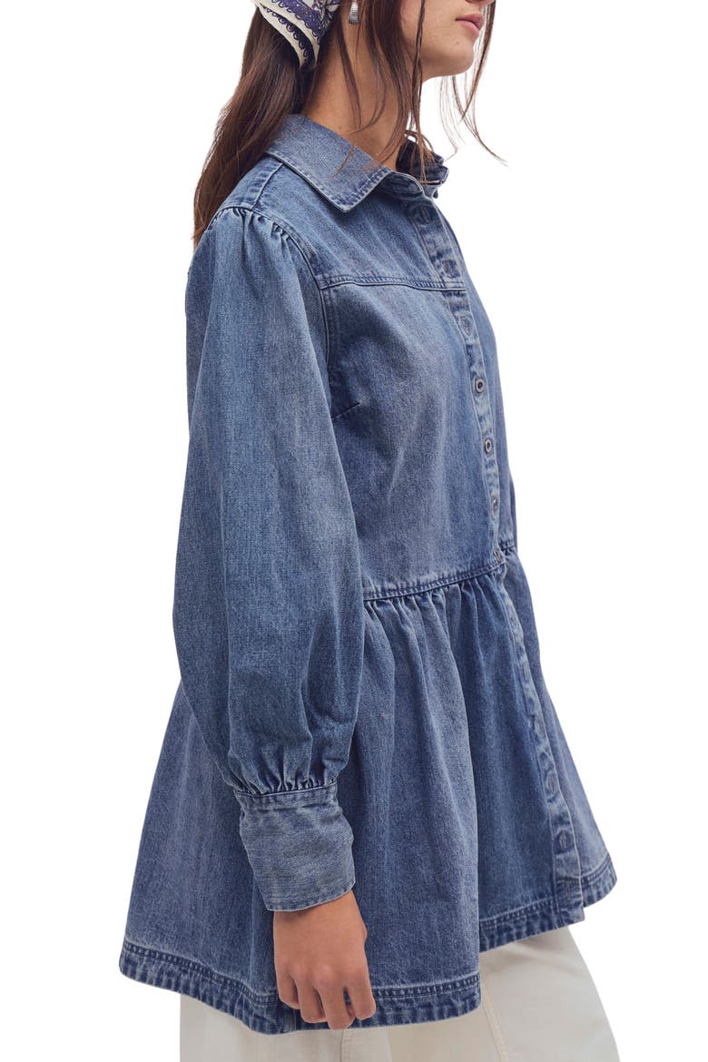Marris Denim Minidress, Alternate, color, WASHED MID BLUE WASH