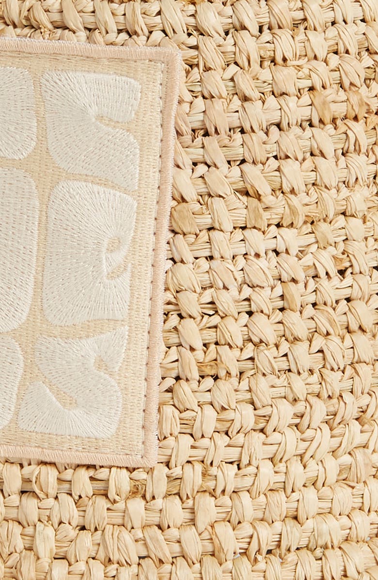 Jacquemus Le Bob Ficiu Embroidered Logo Raffia Bucket Hat, Alternate, color,