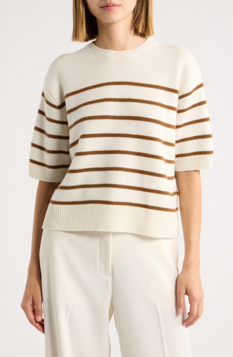 Striped Cashmere Crop Sweater