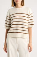 Theory Striped Cashmere Crop Sweater