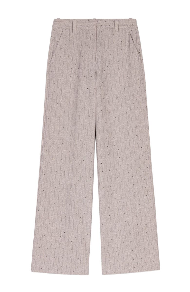 maje Striped rhinestone suit trousers, Alternate, color, Light Grey