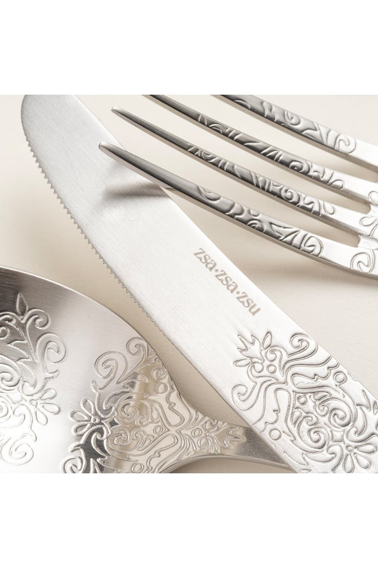 Dume Patterned Stainless Steel Dessert Fork Set of 4, Alternate, color, Silver