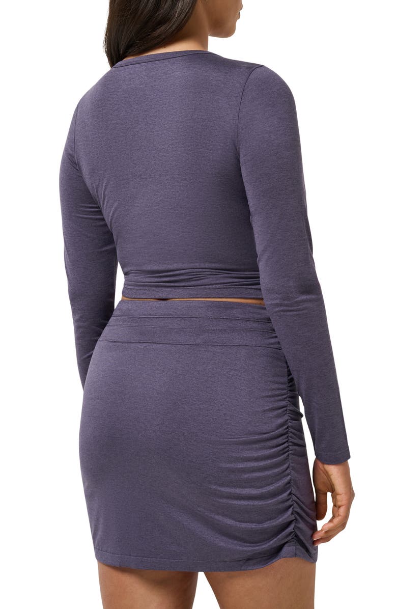 TravisMathew Skyline Ruched Jersey Long Sleeve T-Shirt, Alternate, color, Heather Graystone