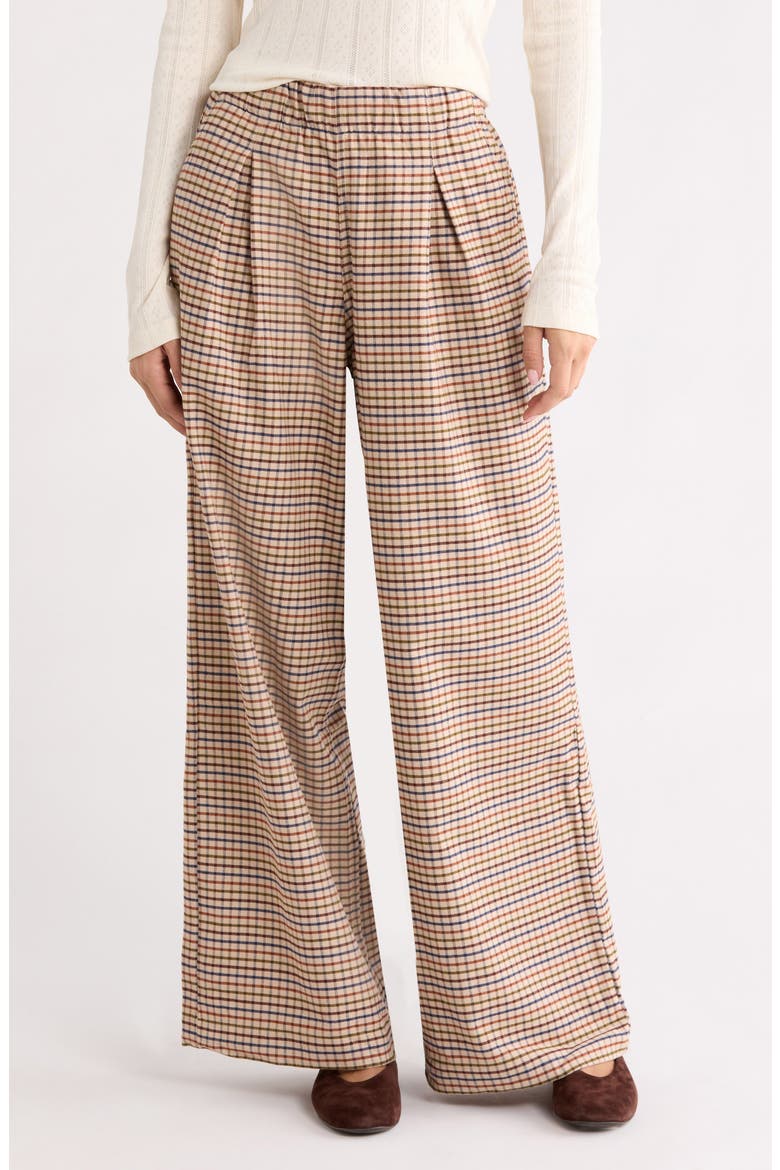 Allison Pleated Moleskin Wide Leg Trousers, Main, color, FALL CHECK