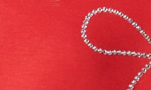 Florence By Mills Crystal Bow Off The Shoulder Crop Sweatshirt In Red