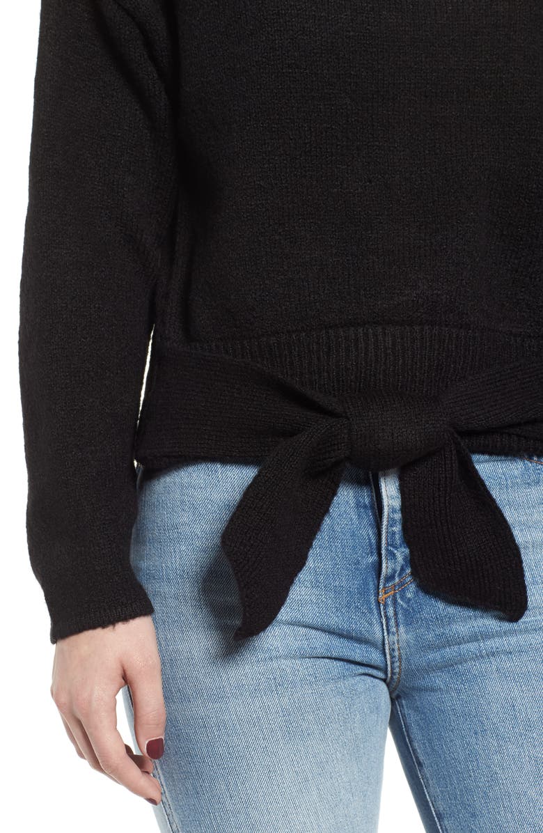 Love By Design Tie Hem Funnel Neck Sweater, Alternate, color, 