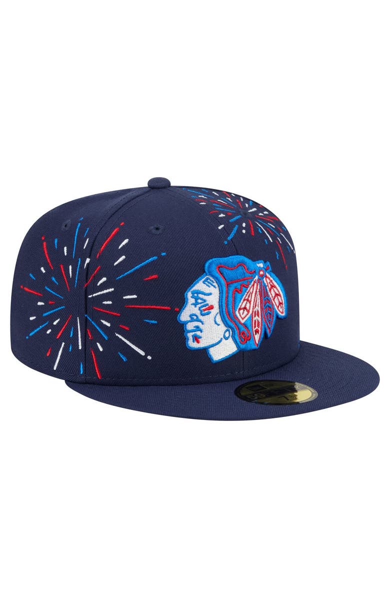 New Era Men's New Era  Navy Chicago Blackhawks Americana Fireworks 59FIFTY Fitted Hat, Alternate, color, 