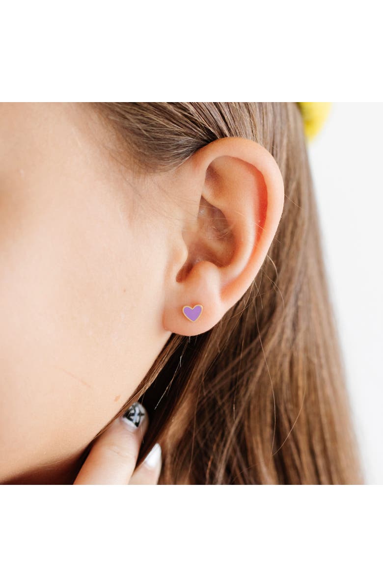 Pip Pop Enamel Heart Stud Earrings, Alternate, color, Purple