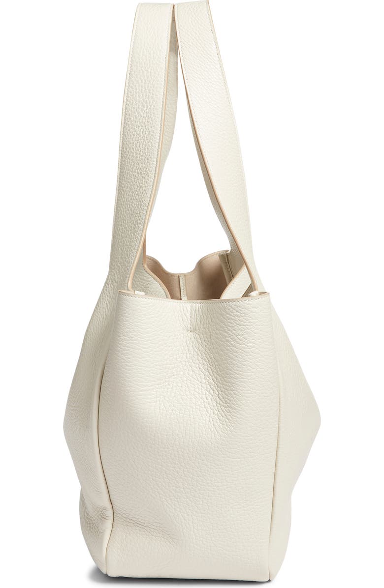Saint Laurent Le 5 À Bea Leather Tote, Alternate, color, Crema Soft/ Dark Beige