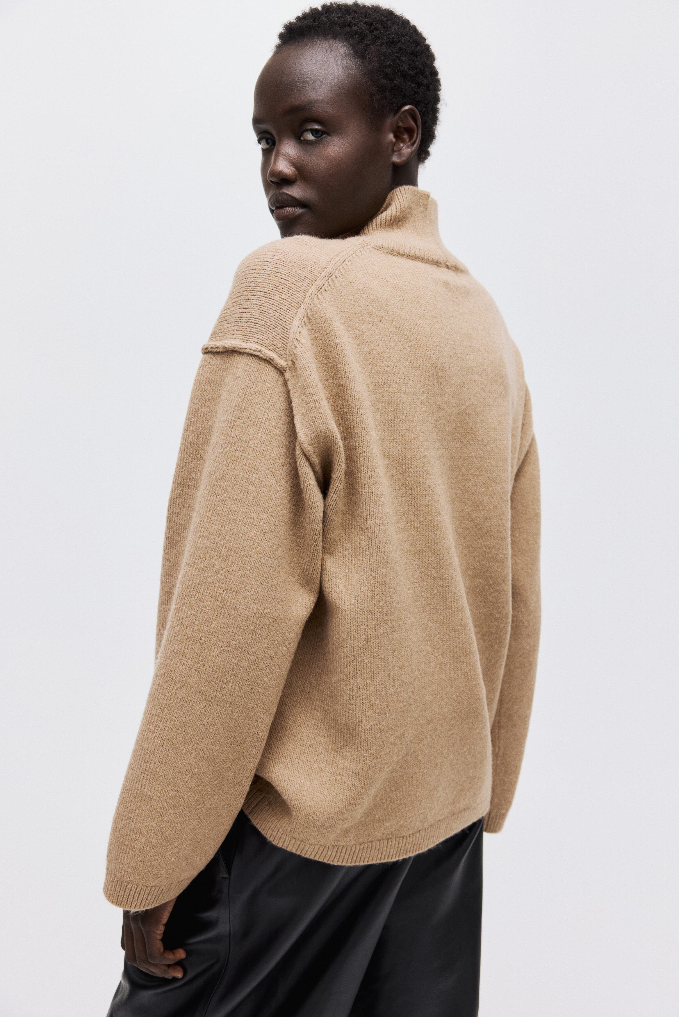 Seam-detail mock turtleneck sweater - image 2