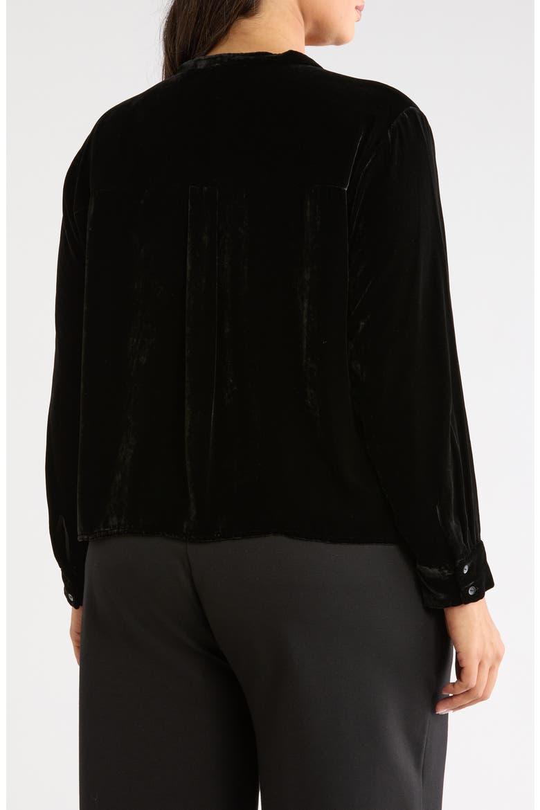 Long Sleeve Velvet Shirt, Alternate, color, BLACK