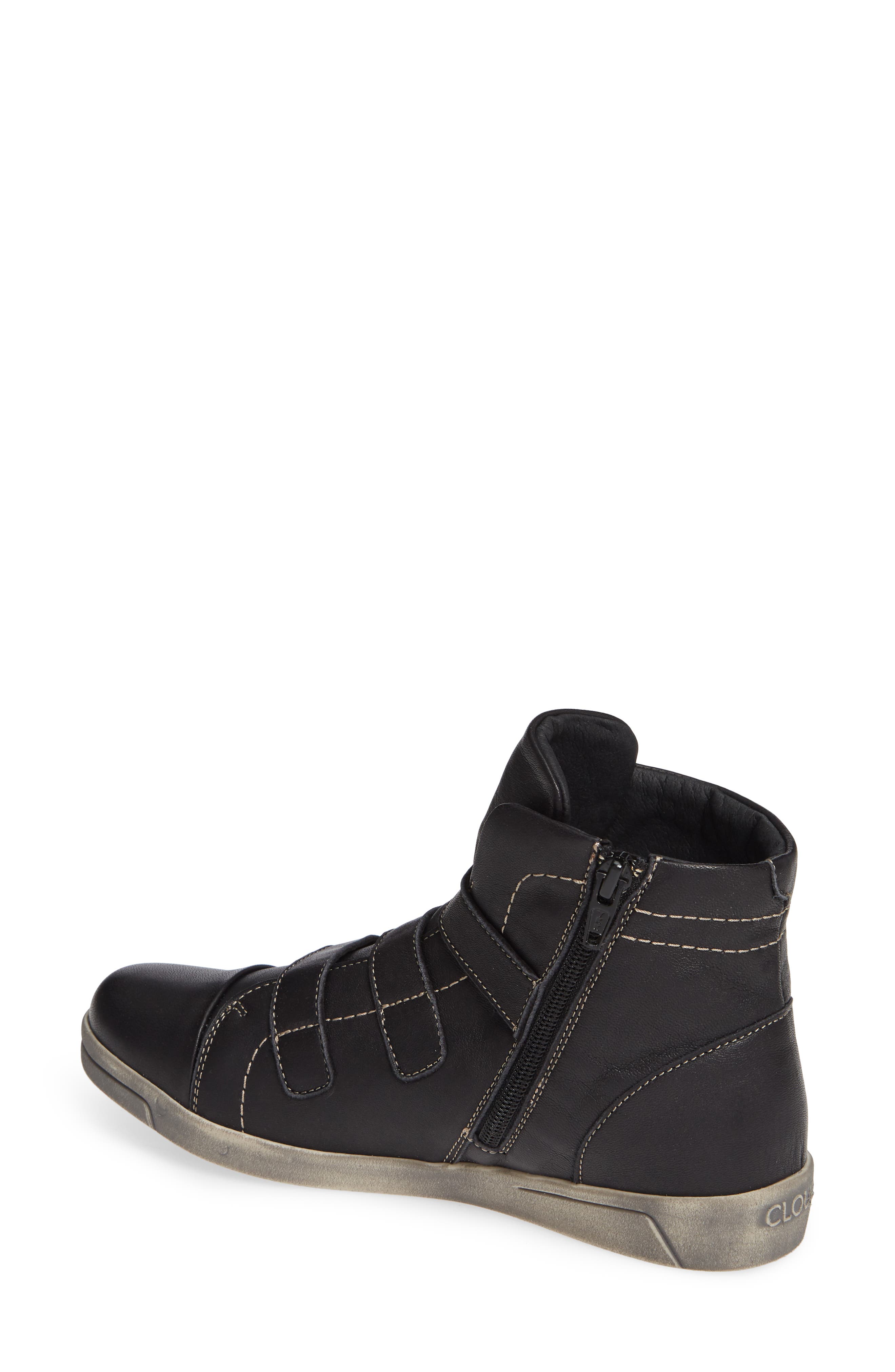 High Top Sneaker, Alternate, color, BLACK LEATHER
