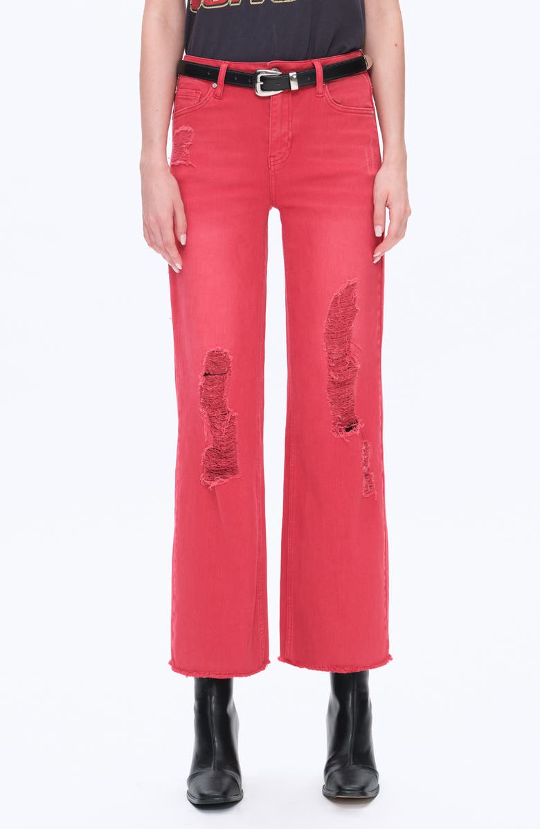 Bayeas Ally High Waist Distressed Straight Leg Jeans, Main, color, Red
