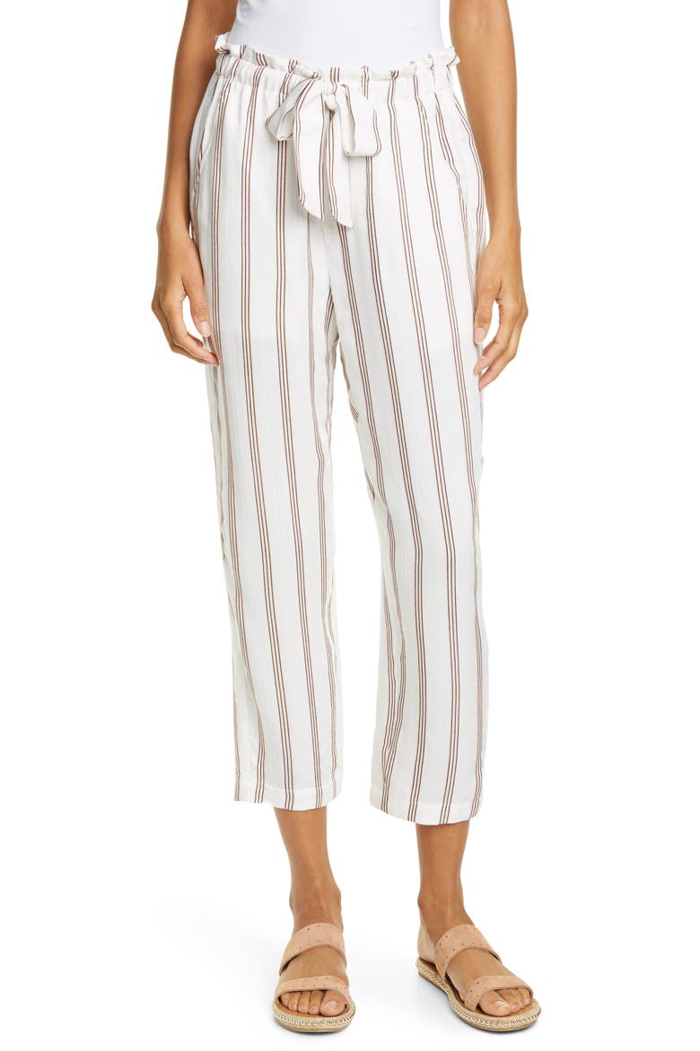 Cavell Stripe Tie Waist Pants, Main, color, PORCELAIN
