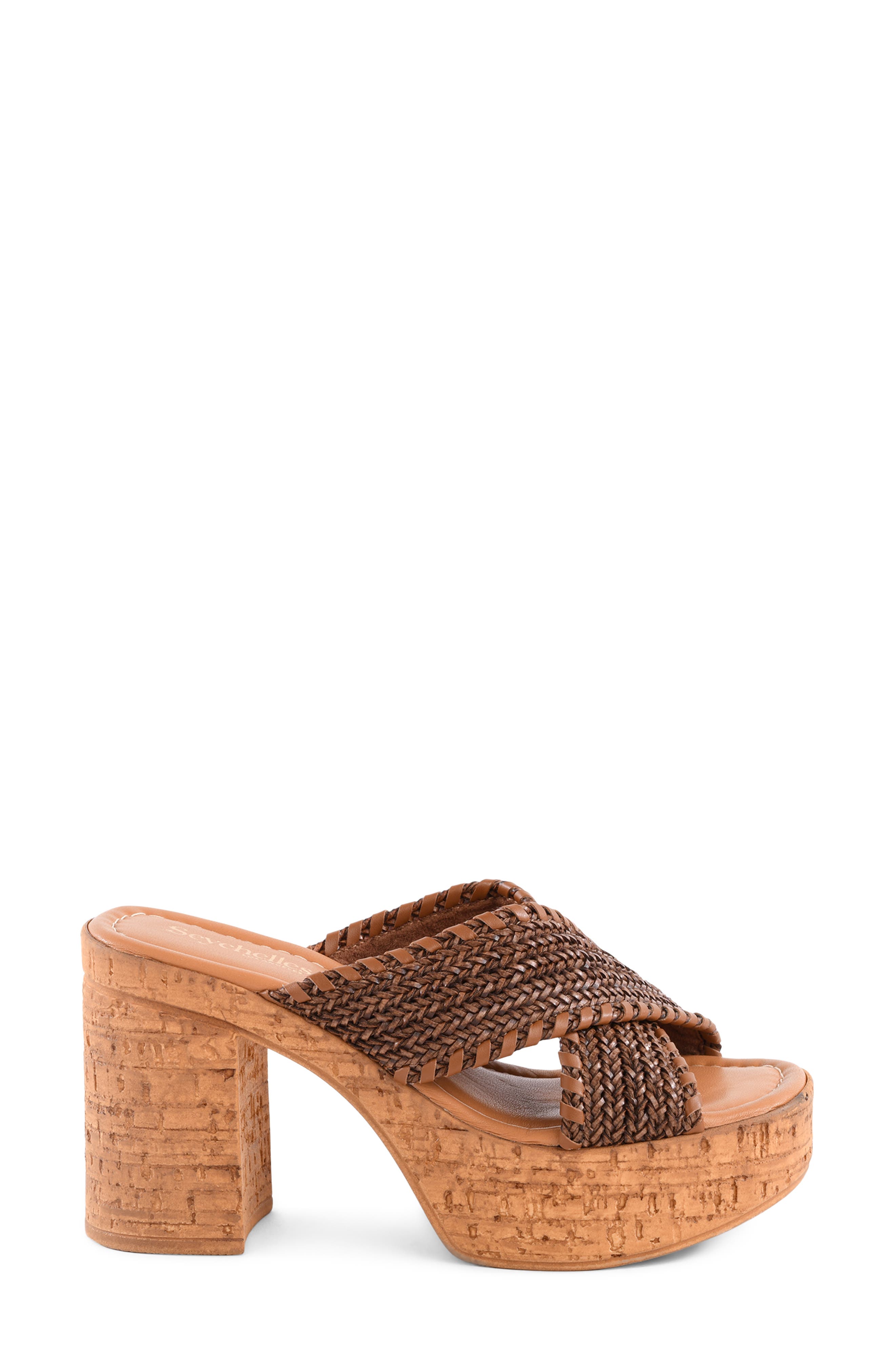 Encore Platform Slide Sandal, Alternate, color, BROWN