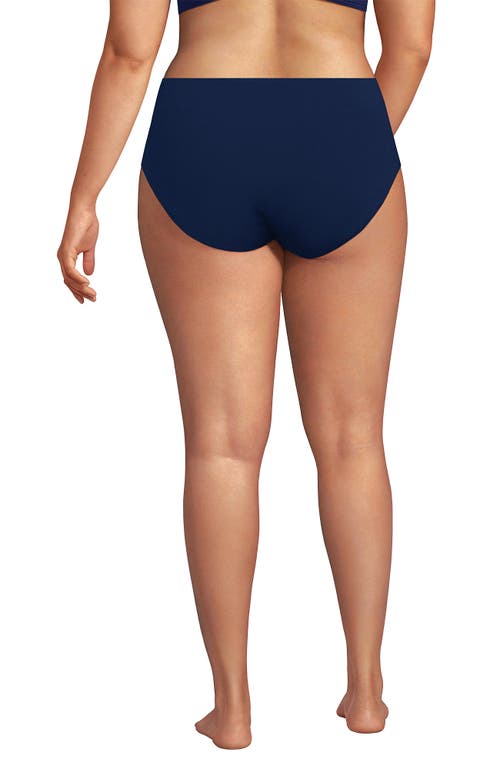Lands' End Plus Size Mid Rise Classic Bikini Bottoms In Deep Sea Navy